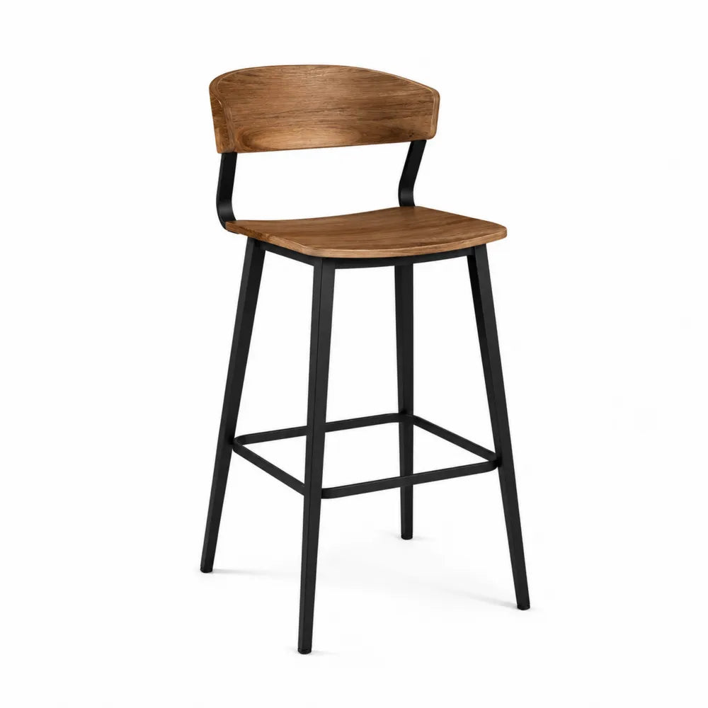 Hoker drewniany z metalową ramą, 75 cm, Brązowy/Czarny