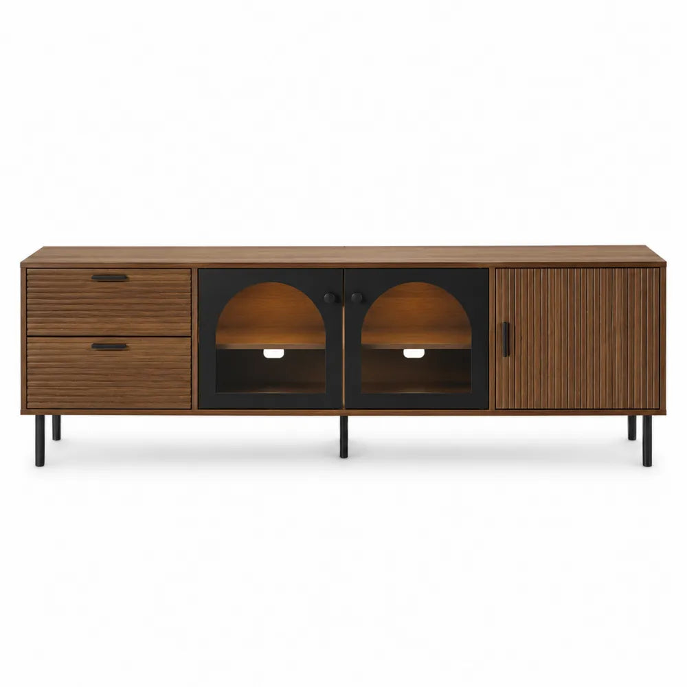 Drewniana szafka RTV z hartowanym szkłem 180x45x60 cm
