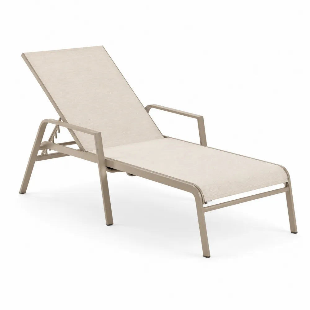 Leżak ogrodowy aluminiowy z tekstylenem 195 cm Beżowy