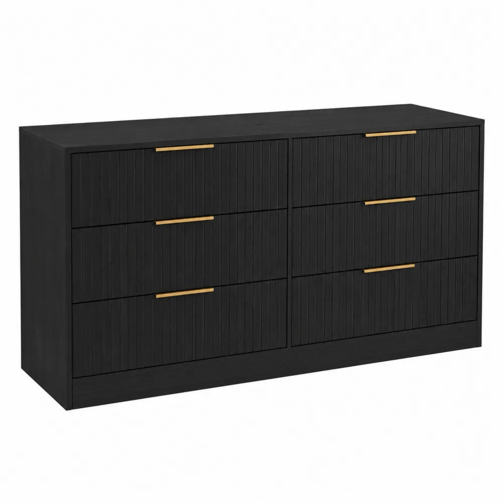 Komoda z 6 szufladami czarna drewno
