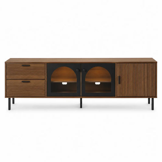 Drewniana szafka RTV z hartowanym szkłem 180x45x60 cm