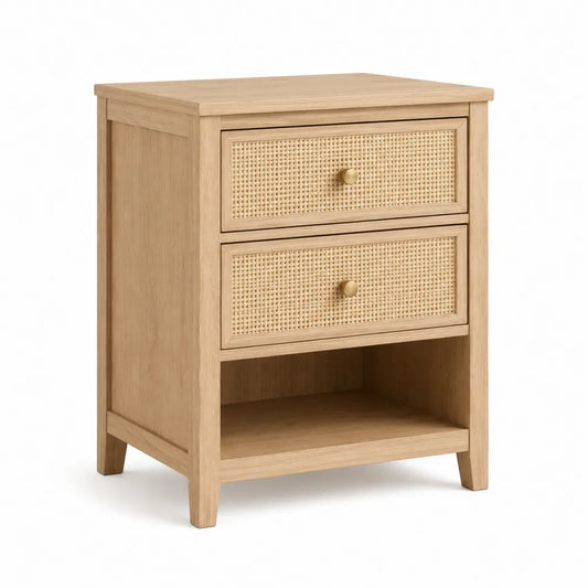 Dębowa szafka nocna z rattanu 60cm