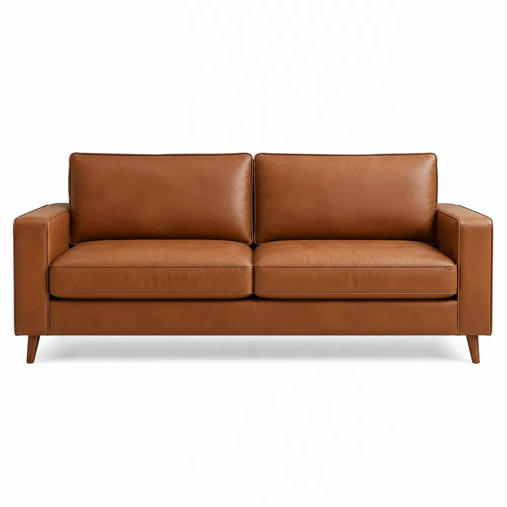 Sofa trzyosobowa skórzana z naturalnej skóry brązowa