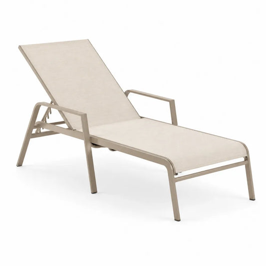 Leżak ogrodowy aluminiowy z tekstylenem 195 cm Beżowy