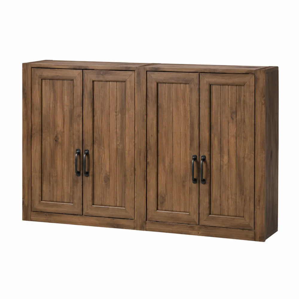 Drewniana Szafka Wisząca Brązowa 4-Drzwiowa 120 cm