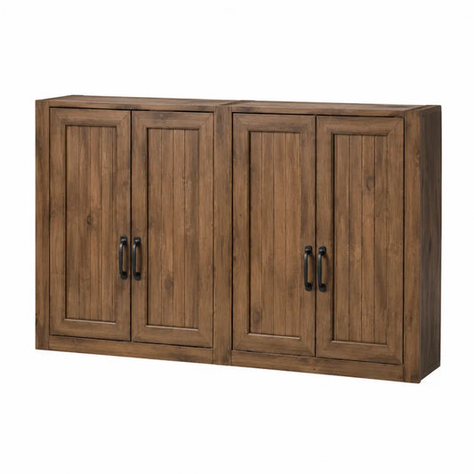 Drewniana Szafka Wisząca Brązowa 4-Drzwiowa 120 cm