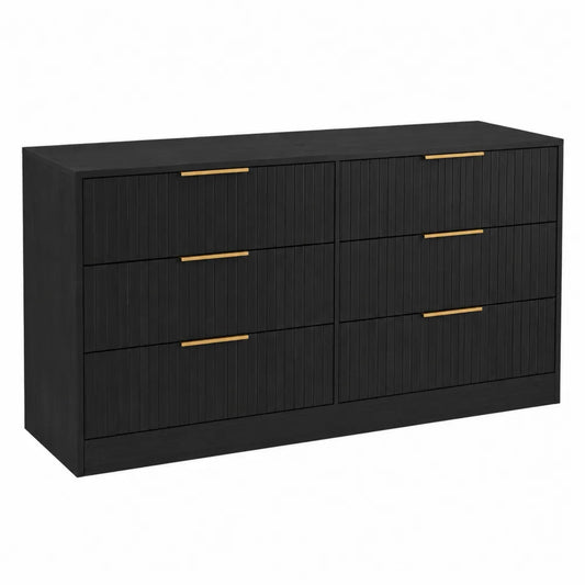 Komoda z 6 szufladami czarna drewno