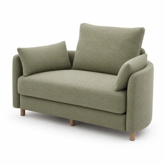 Sofa dwuosobowa zielona poliester drewniane nogi 140cm