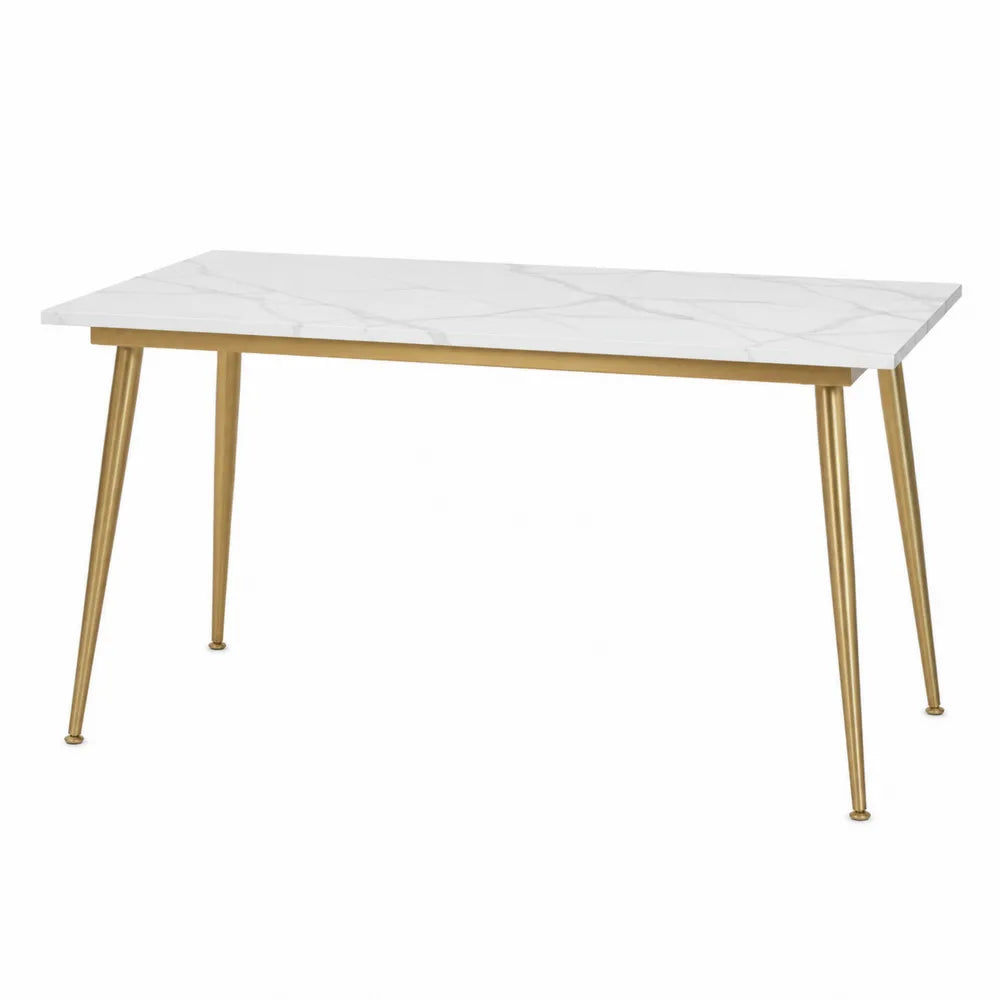 Stół jadalniany prostokątny marmur metalowe nogi Biały/Złoty 120x70x75 cm