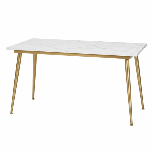 Stół jadalniany prostokątny marmur metalowe nogi Biały/Złoty 120x70x75 cm